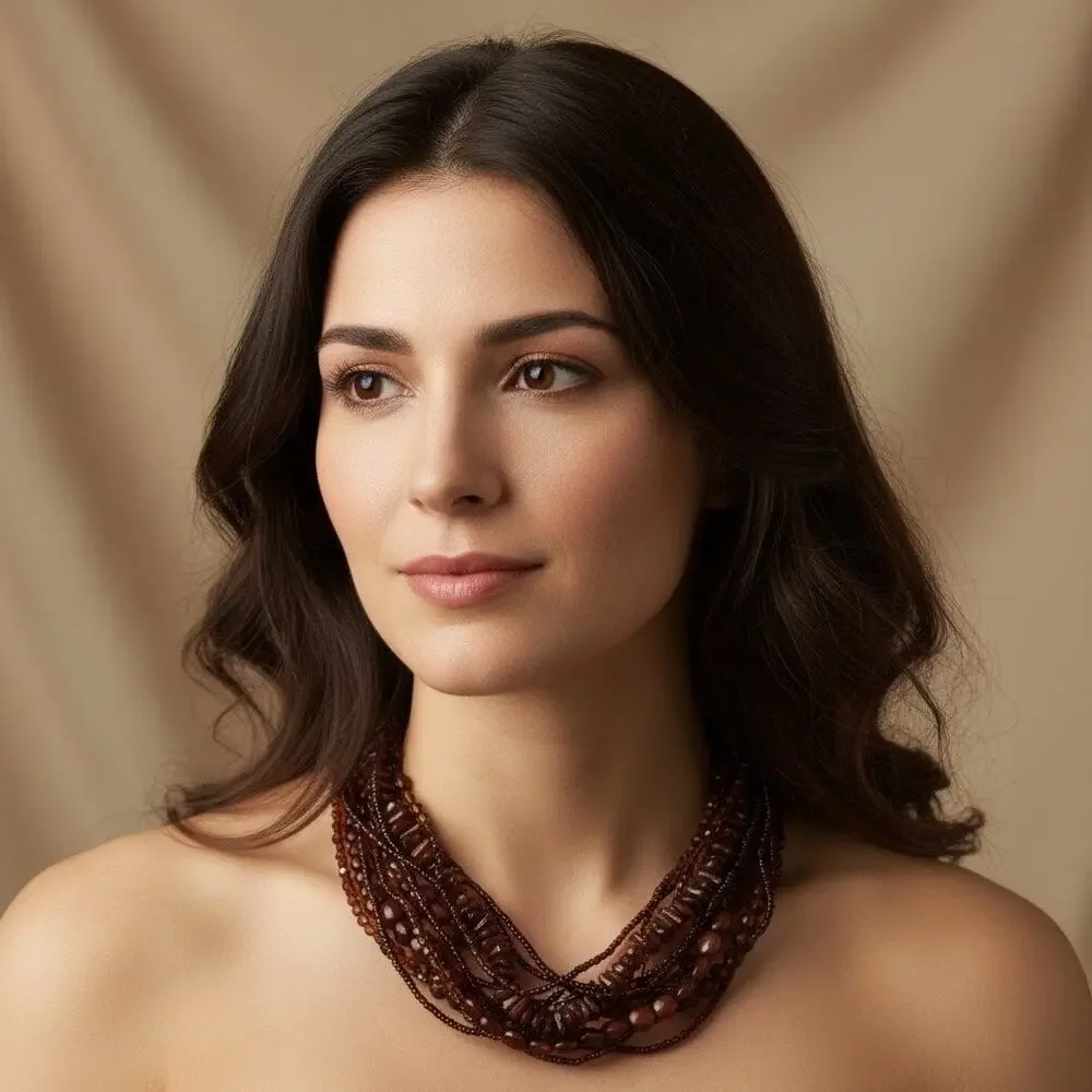 Brown Beads Multistrand Necklace